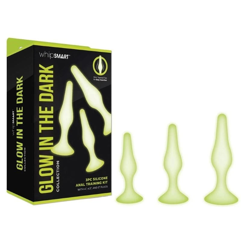 WhipSmart Glow In Dark 3pc Anal Training Kit Butt Plugs
