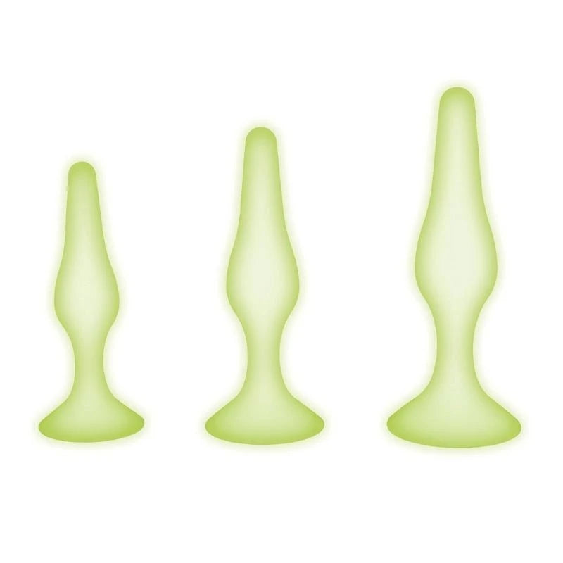 WhipSmart Glow In Dark 3pc Anal Training Kit Butt Plugs