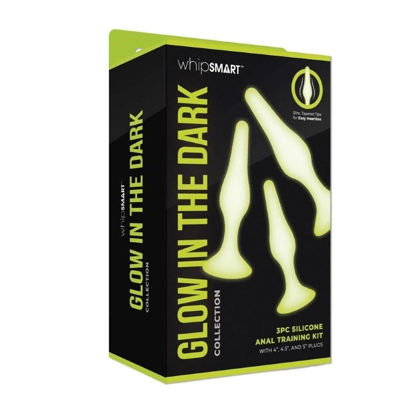 WhipSmart Glow In Dark 3pc Anal Training Kit Butt Plugs
