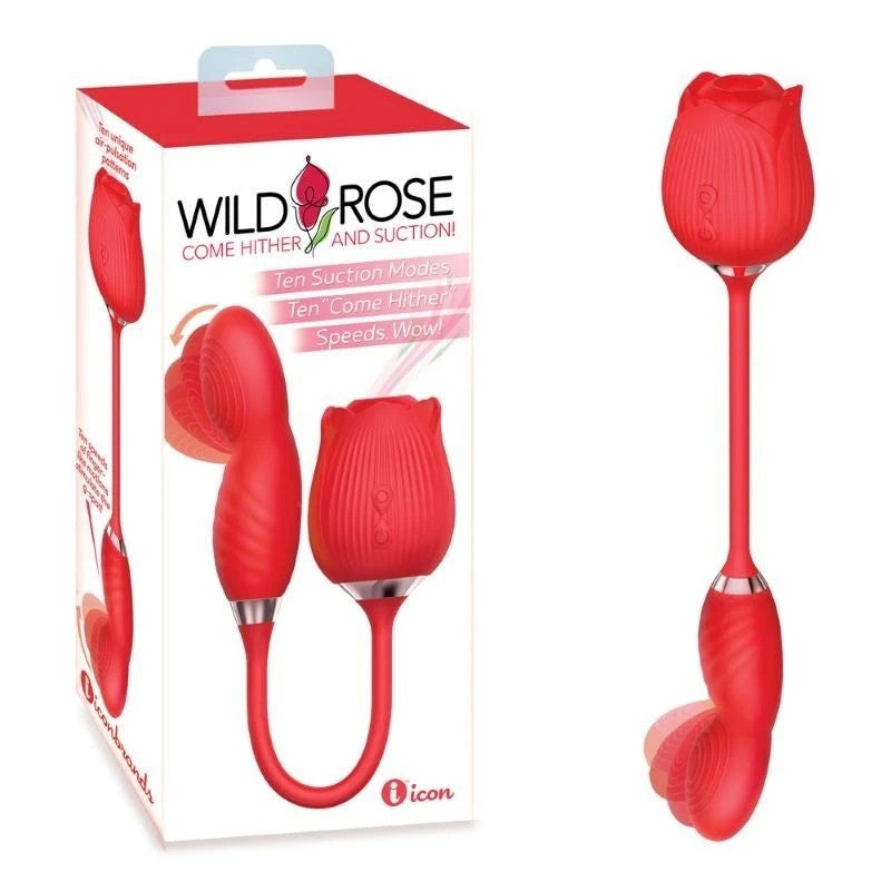 Icon Brands' Wild Rose COME HITHER - Dual Stimulation Air Pulse Delight Pussy And Clit Toys