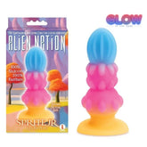 Glow-in-Dark Alien Pleasure Anal Plug - 3 Textured Sections Butt Plugs