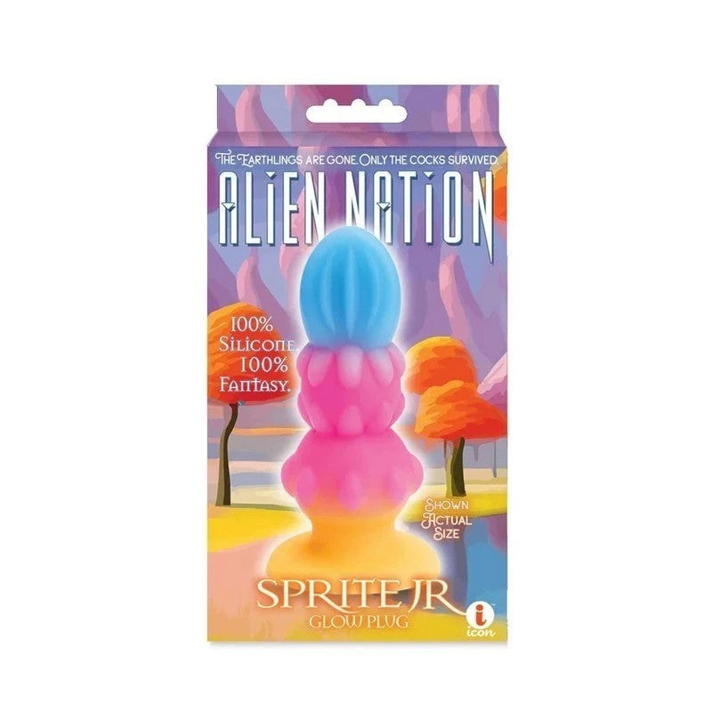 Glow-in-Dark Alien Pleasure Anal Plug - 3 Textured Sections Butt Plugs