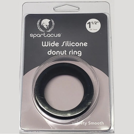 Wide Silicone Donut Ring Black 1.5 inches For Penis Pumps - Stretchy Cock Rings