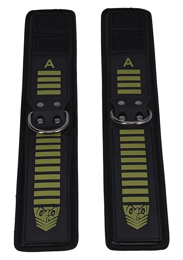 Doc Johnson Fort Troff Tactical BDSM Ankle Cuffs Black/Green Cuffs And Restraints