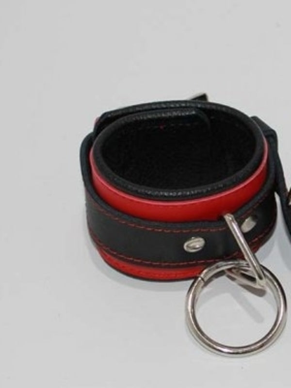 Netherworld Restraints Wrist Cuffs Black and Red Leather Cuffs and Restraints