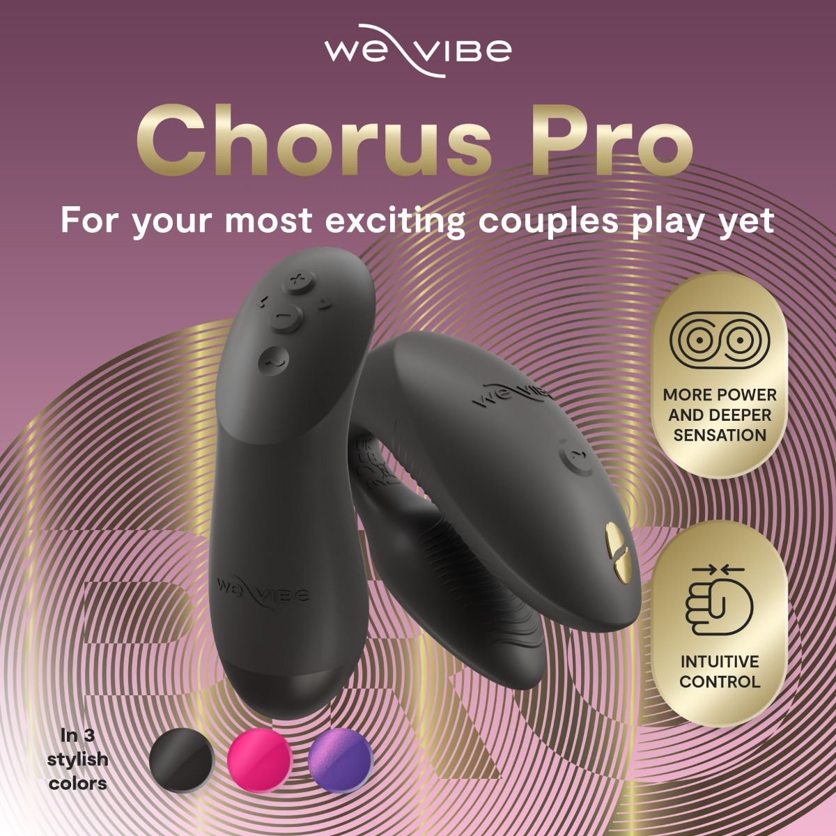 Chorus Pro Multi Functions Couples Vibrators Satin Black Sex Toys For Couples