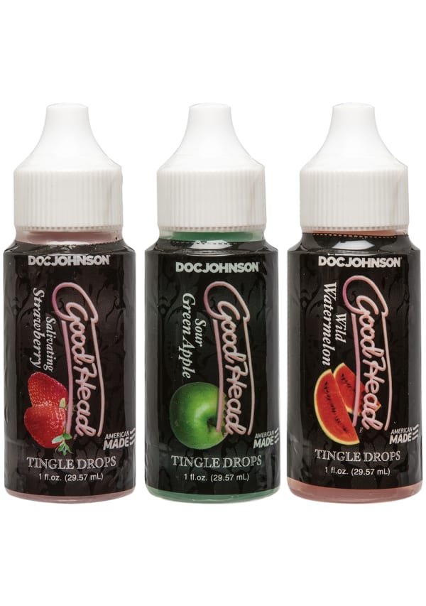 Doc Johnson Good Head Tingle Drops Anal Lube 3 Pack Delay and Excite Sprays