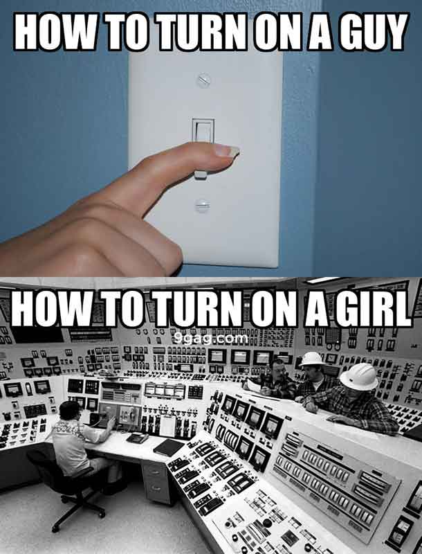 How To Turn On a Guy and Girl Funny Meme Photo