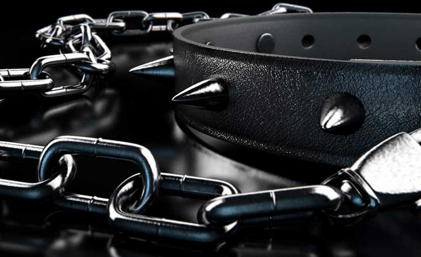 Black BDSM Spiked Collar And Lead Image