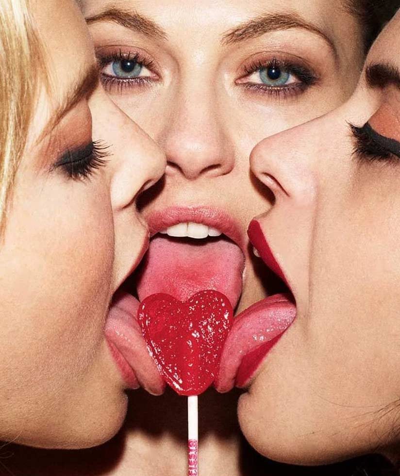 3 Hot Women Deep Throating Lollipop