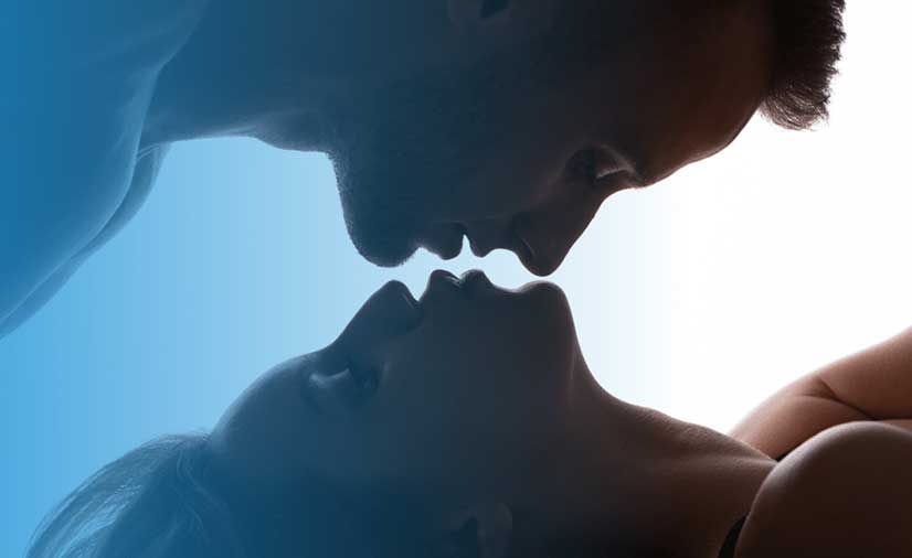 Couple Kissing Intimately With Tantra