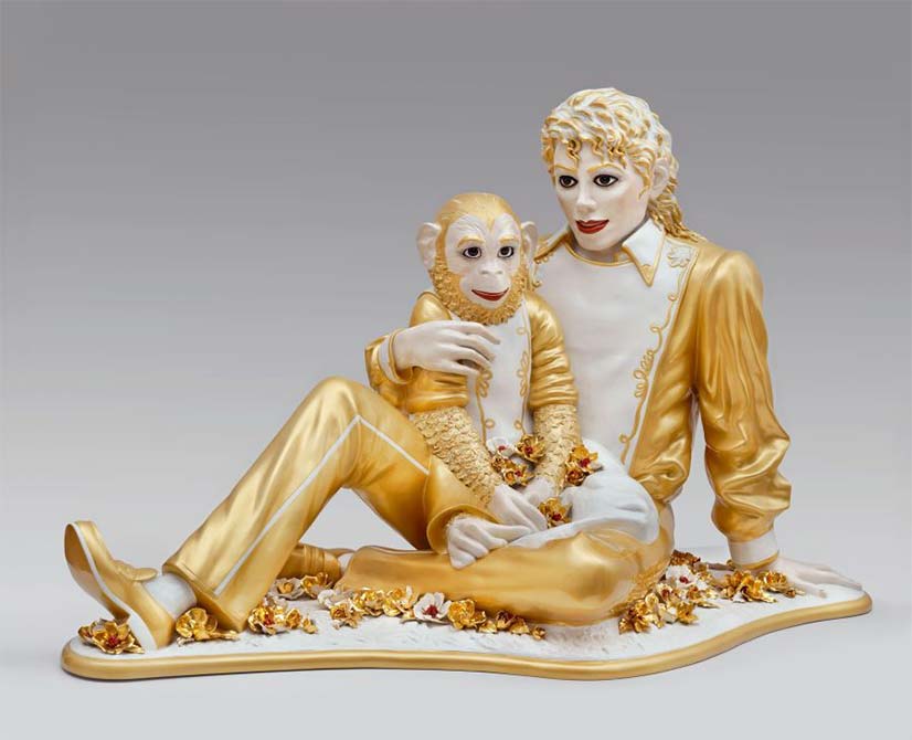 Golden sculpture of Micheal Jackson & Bubbles