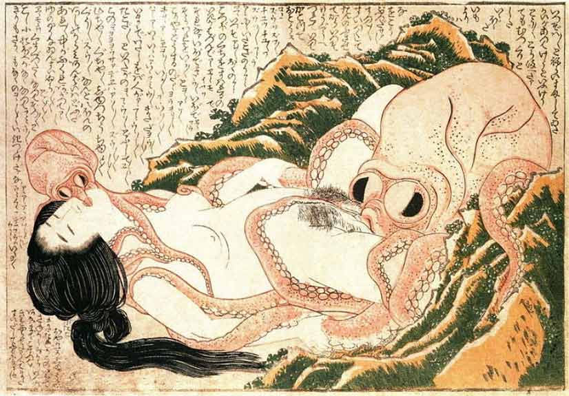 An octopuss eating out a woman