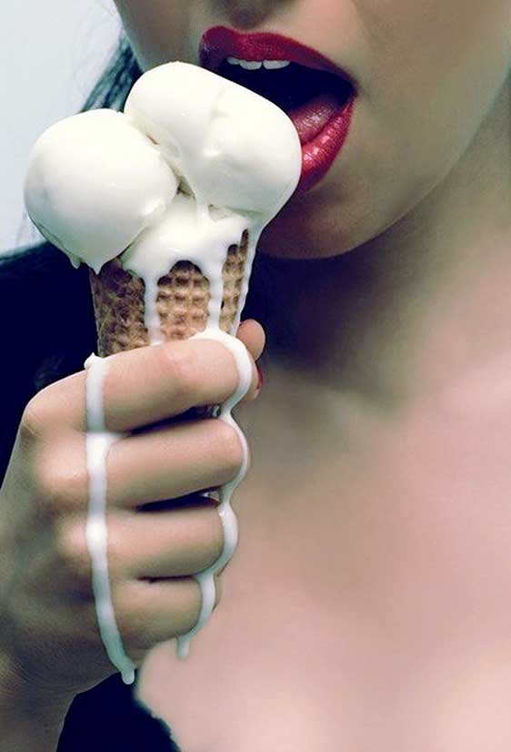 Licking ice-cream