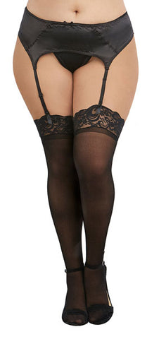 Dream Girl Sheer Thigh High Stockings Black - Fishnet and Thigh Highs