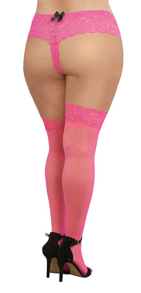 Dream Girl Lingerie Womens Thigh Highs Queen Size Fishnet and Thigh Highs