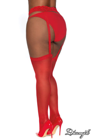 Dream Girl Womens Sexy Garterhose Queen Size - Fishnet and Thigh Highs