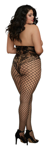 Dreamgirl Plus Size Open-Cup Womens Bodystocking Black - Plus Sized Lingerie