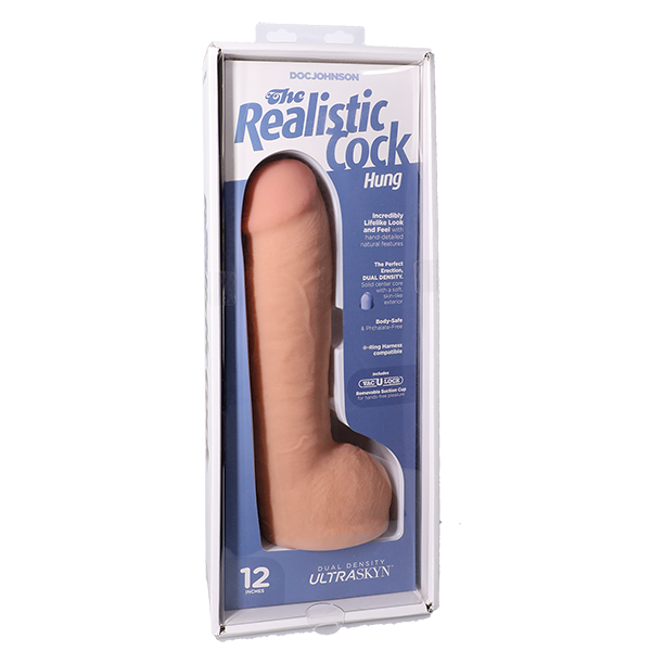 Vac-U-Lock Hung 12 Inch Ultraskyn Realistic Cock With Balls Realistic Dildos