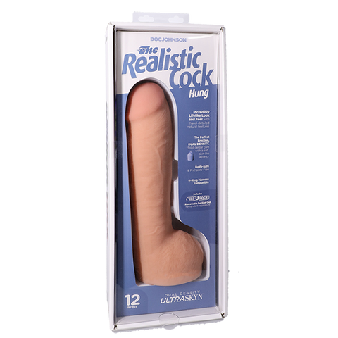 Vac-U-Lock Hung 12 Inch Ultraskyn Realistic Cock With Balls - Realistic Dildos
