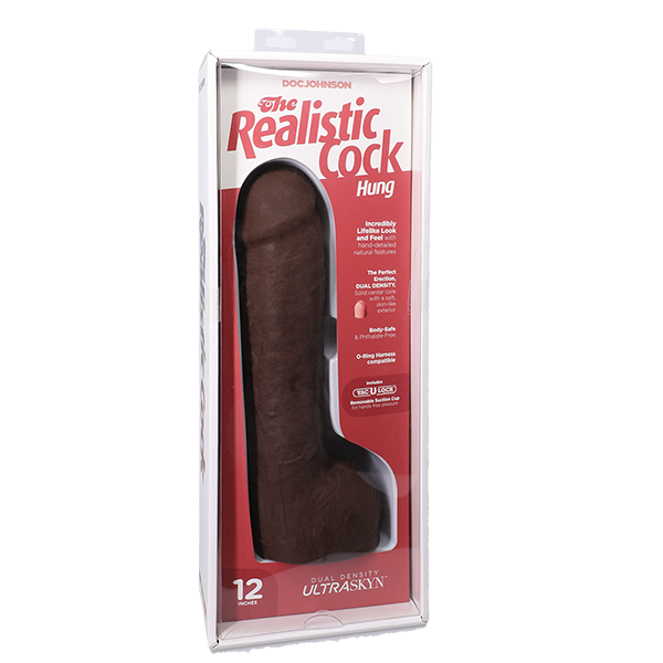 Vac-U-Lock Hung 12 Inch Ultraskyn Realistic Cock With Balls Realistic Dildos