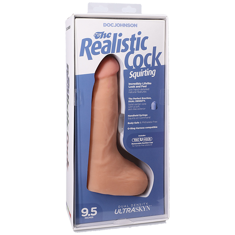 Vac-U-Lock 9.5 Inch Ultraskyn Squirting Cock With Balls - Realistic Dildos