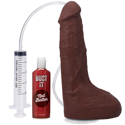 Vac-U-Lock 9.5 Inch Ultraskyn Squirting Cock With Balls Realistic Dildos