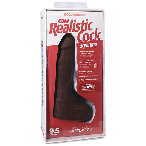 Vac-U-Lock 9.5 Inch Ultraskyn Squirting Cock With Balls - Realistic Dildos
