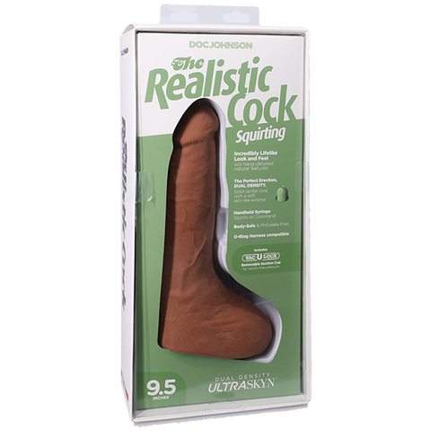 Vac-U-Lock 9.5 Inch Ultraskyn Squirting Cock With Balls - Realistic Dildos