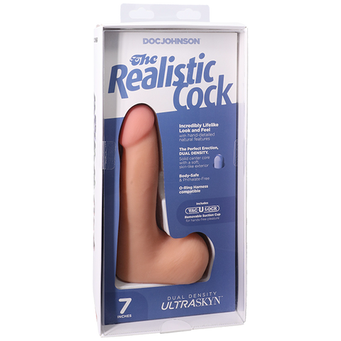 Vac-U-Lock Suction Cup 7 Inch Realistic Cock With Balls - Realistic Dildos