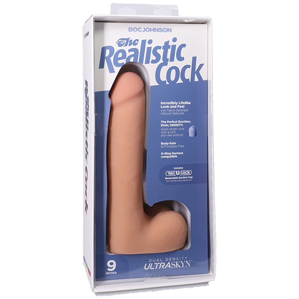 Vac-U-Lock Suction Cup 9 Inch Realistic Cock With Balls Realistic Dildos