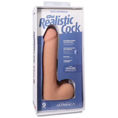 Vac-U-Lock Suction Cup 9 Inch Realistic Cock With Balls - Realistic Dildos