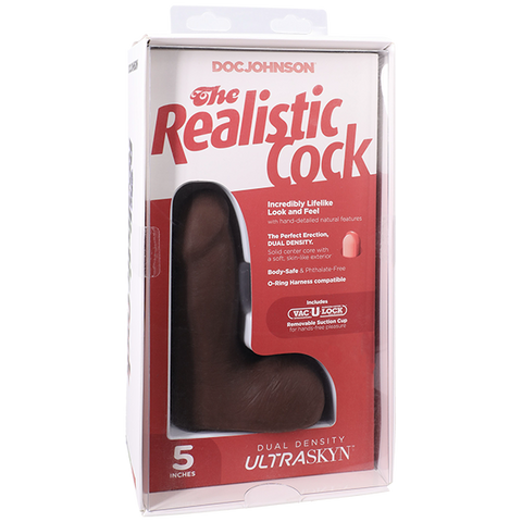 Vac-U-Lock Suction Cup 5 Inch Realistic Cock With Balls - Realistic Dildos