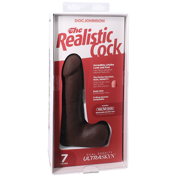 Vac-U-Lock Suction Cup 7 Inch Realistic Cock With Balls Realistic Dildos