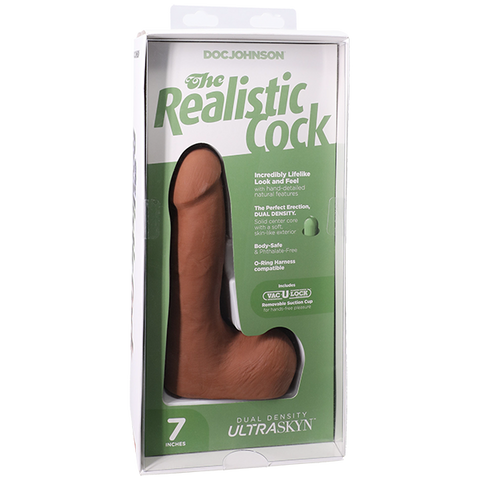 Vac-U-Lock Suction Cup 7 Inch Realistic Cock With Balls - Realistic Dildos