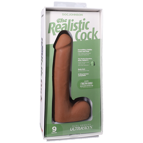 Vac-U-Lock Suction Cup 9 Inch Realistic Cock With Balls - Realistic Dildos
