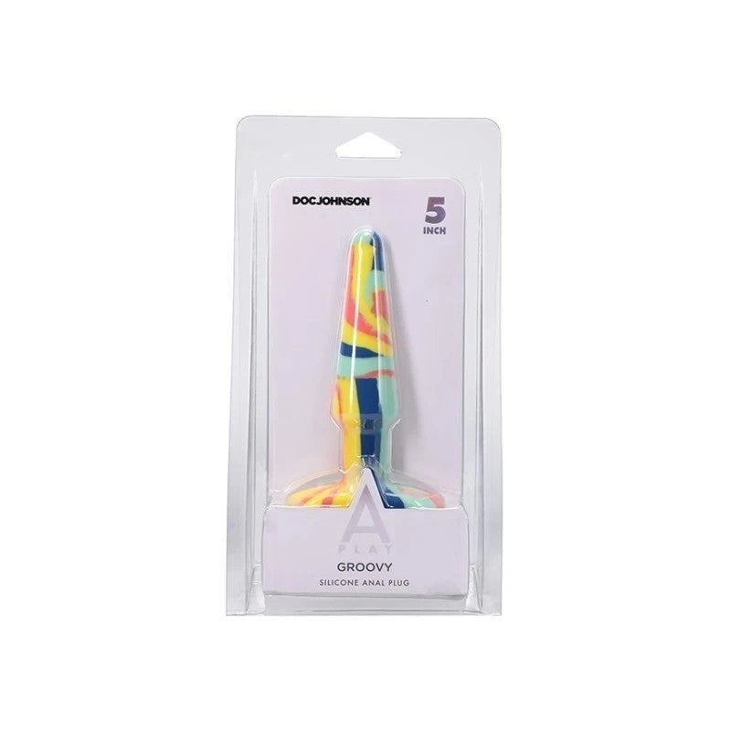 Doc Johnson A-Play Groovy Boxed Silicone Anal Plug Sunrise Butt Plugs