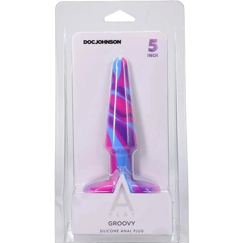 Doc Johnson A-Play Groovy Silicone Anal Plug Berry - Butt Plugs
