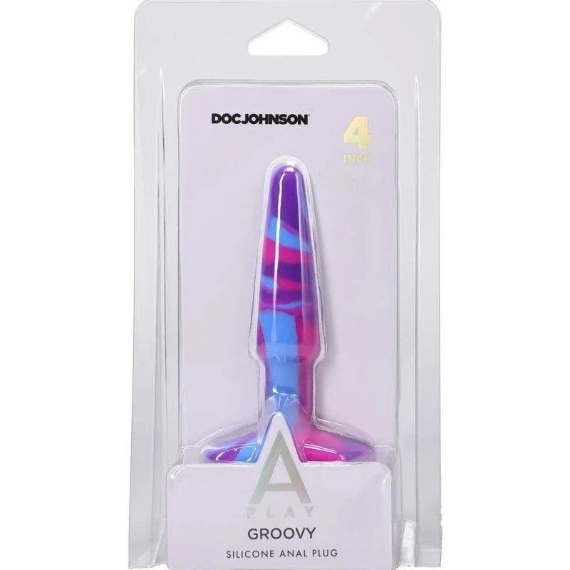 Doc Johnson A-Play Groovy Silicone Anal Plug Berry Butt Plugs