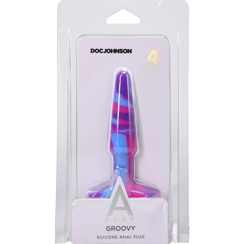 Doc Johnson A-Play Groovy Silicone Anal Plug Berry Butt Plugs