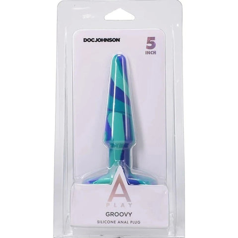 Doc Johnson A-Play Groovy Silicone Anal Play Plug Ocean - Butt Plugs