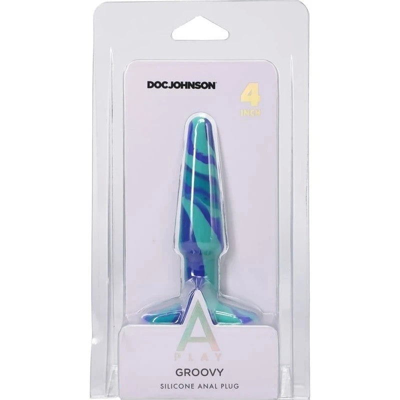 Doc Johnson A-Play Groovy Silicone Anal Play Plug Ocean Butt Plugs
