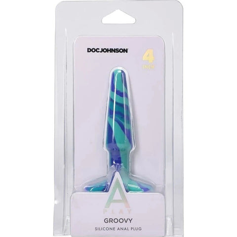 Doc Johnson A-Play Groovy Silicone Anal Play Plug Ocean - Butt Plugs
