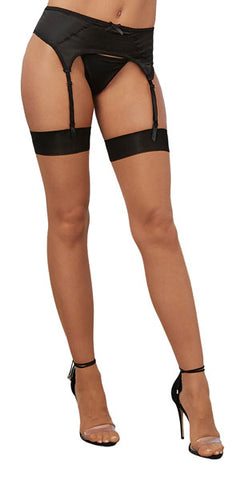 Dream Girl Cuban Heel Thigh High Nude/Black - Fishnet and Thigh Highs