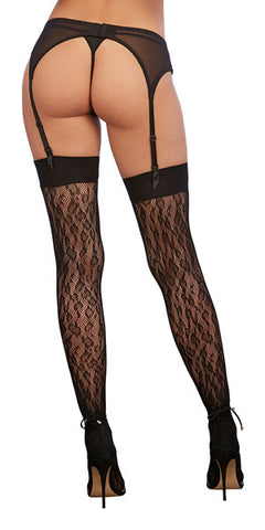 Dream Girl Micro Fishnet Thigh Highs Black - Fishnet and Thigh Highs
