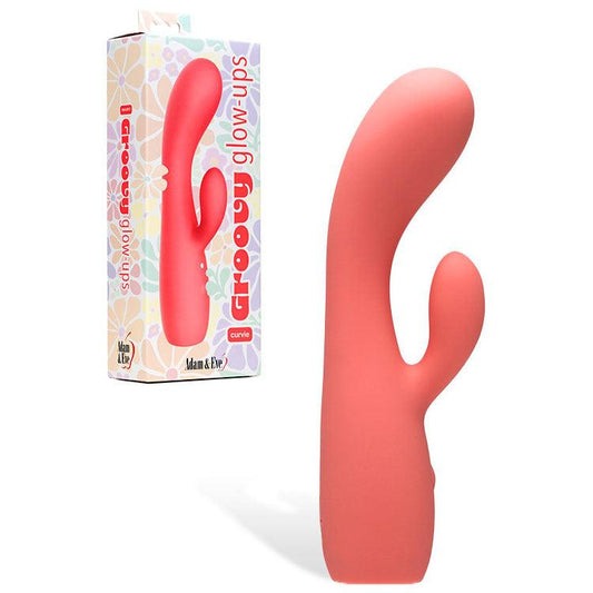 Adam & Eve GROOVY GLOW-UPS Curvie Rechargeable Rabbit Vibe - Rabbit Vibrators