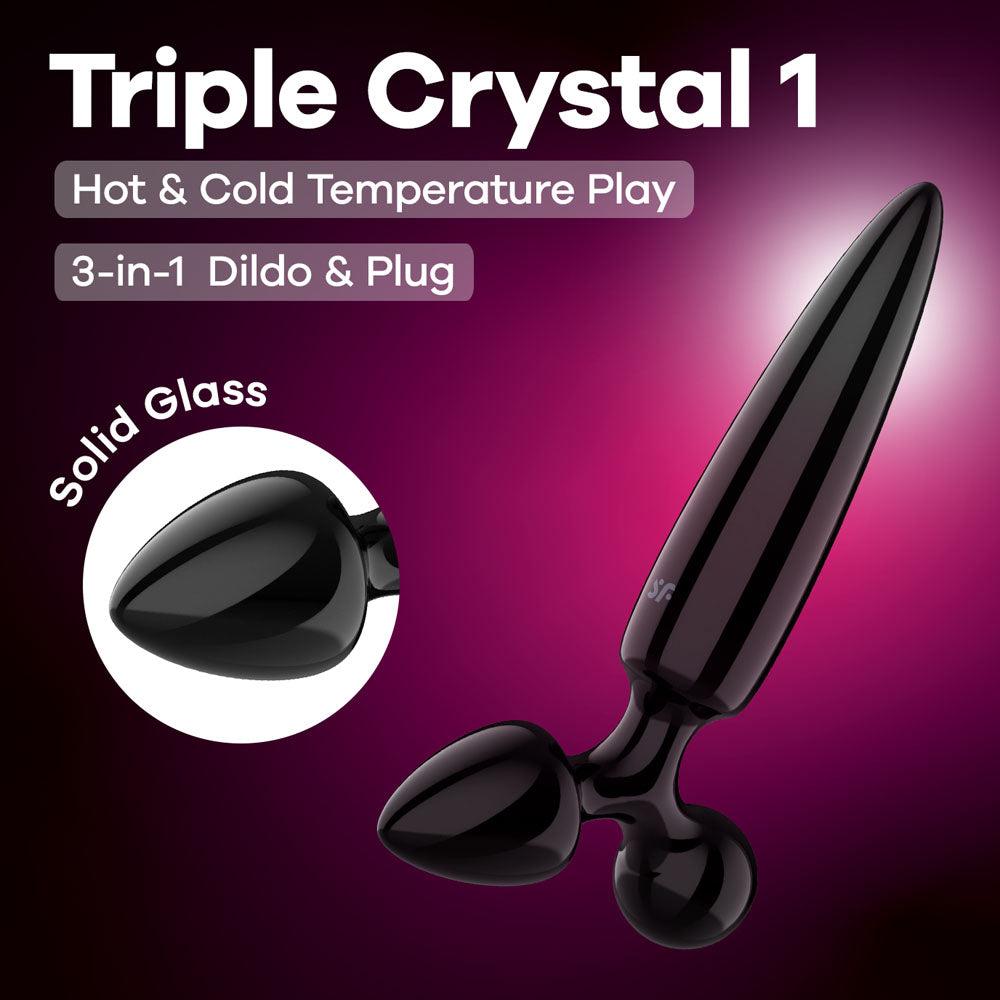 Satisfyer Triple Crystal 1 Glass 3-in-1 Butt Plug Black Butt Plugs