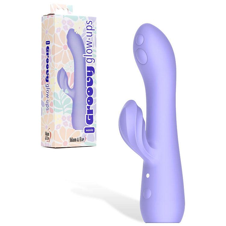 Adam & Eve GROOVY GLOW-UPS Wavie Rabbit Vibrator - Rabbit Vibrators