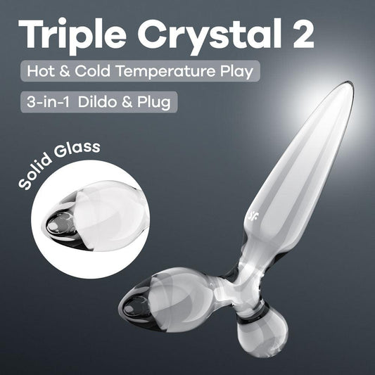 Satisfyer Triple Crystal 2 Glass 3-in-1 Anal Plug Clear Butt Plugs
