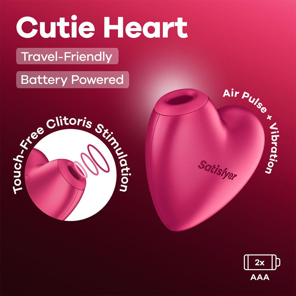 Satisfyer Cutie Heart Battery Operated Air Pulse Clit Vibe - Clit Ticklers and Pulsators